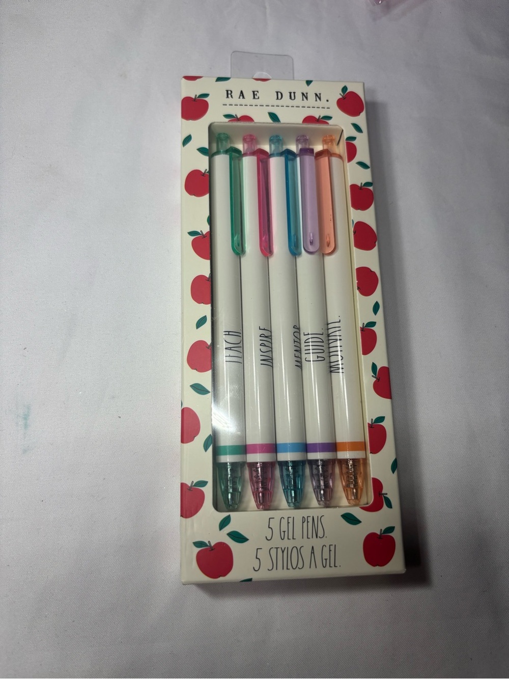 5 New Rae Dunn Pastel Cap Gel Pen Set - Green, Teal, Pink, Purple, Peach